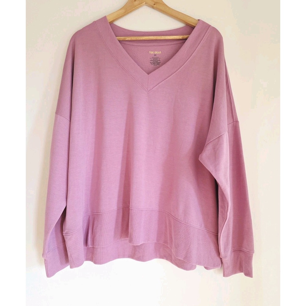 Tek Gear Women's Sweater Stretch Fleece V-Neck Pullover Plus Size 2X